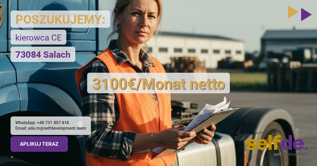 Praca jako kierowca CE w 73084 Salach - praca w Salach