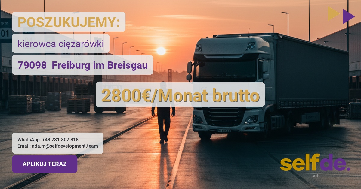 Praca jako kierowca kat. C+E w okolicach Freiburga