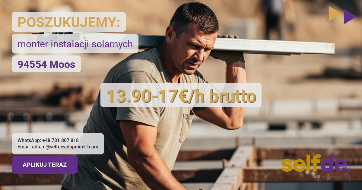 Praca jako monter (np. rusztowania/panele) w Moos