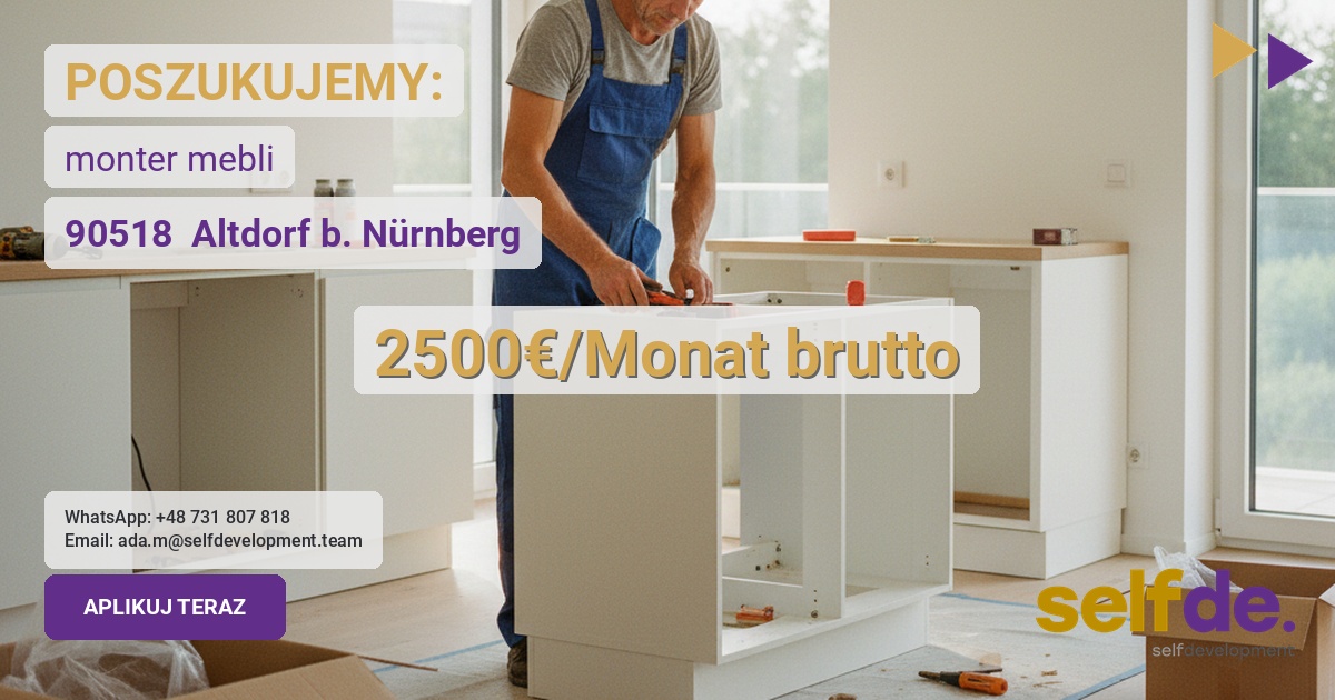 Praca jako monter mebli w 90518 Altdorf b. Nürnberg - praca w Altdorf b. Nürnberg