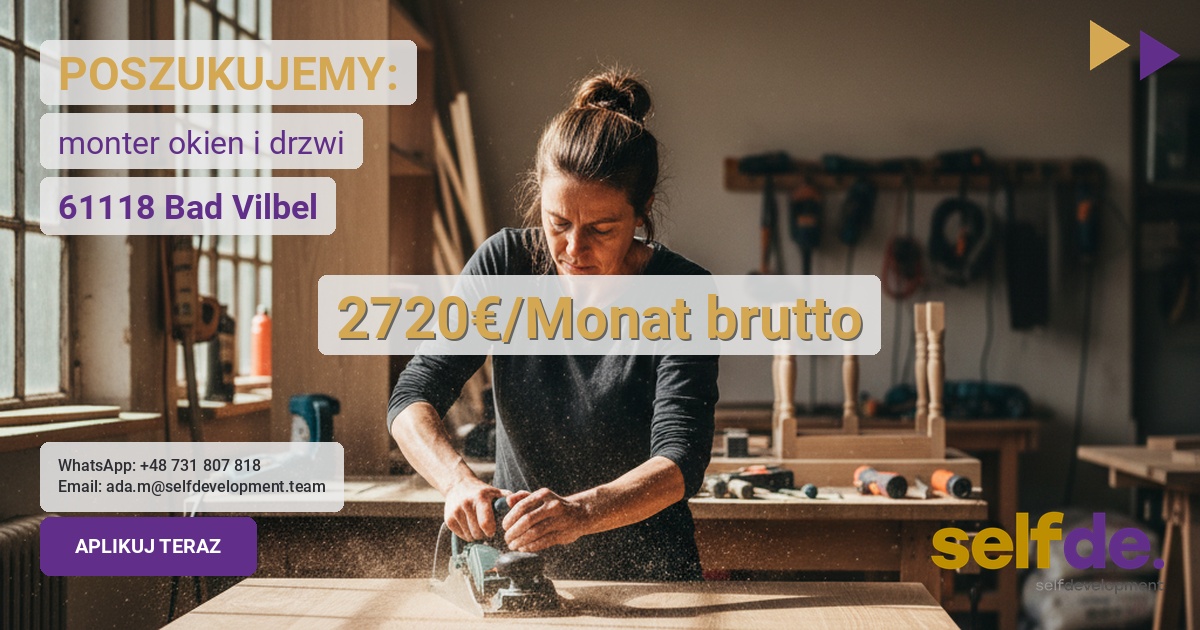 Praca przy montażu okien i drzwi w 61118 Bad Vilbel - praca w Bad Vilbel