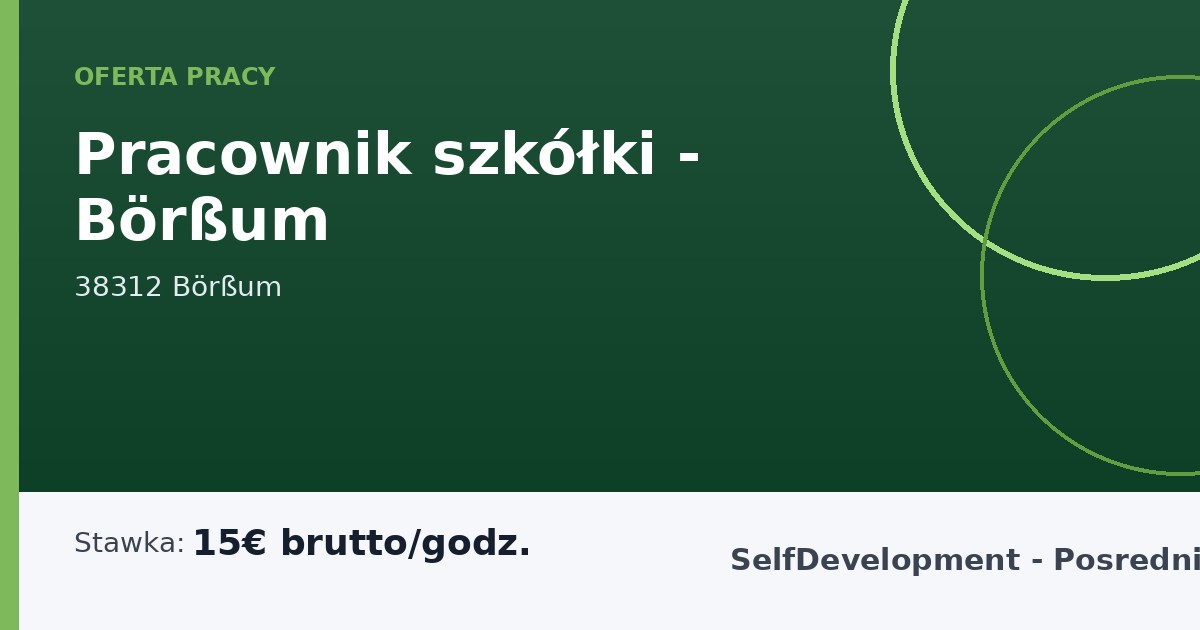 Pracownik szkółki - Börßum - praca w Börßum